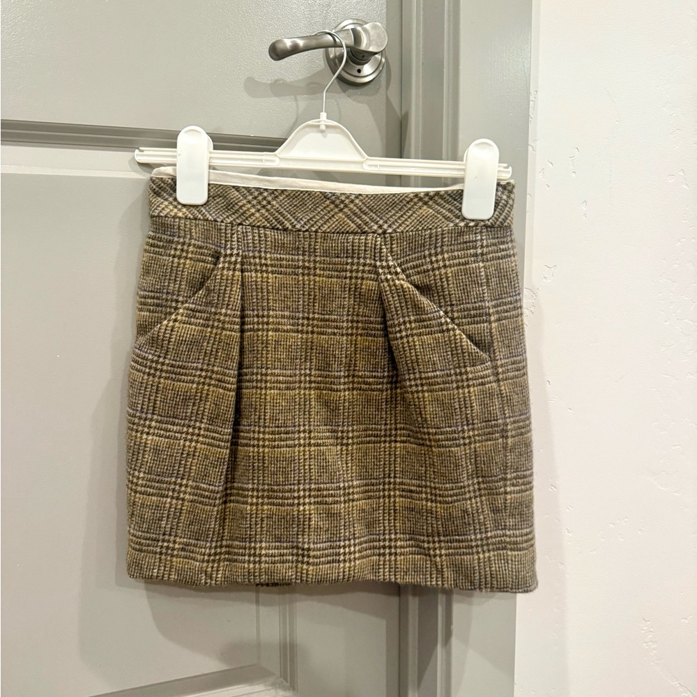 J. Crew Tan Plaid Mini Skirt